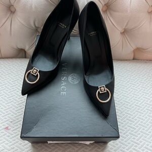 Authentic Versace Black Women's Shoes with Gold Accent Size 40